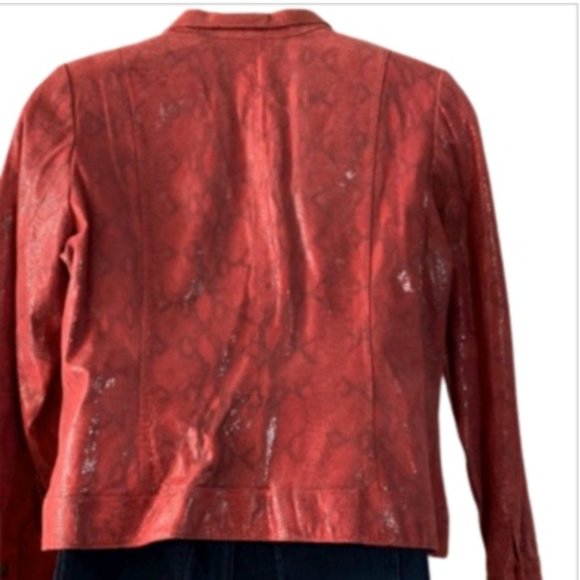 Alfani Sparkly Pink Snakeskin Leather Jacket - Picture 2 of 3